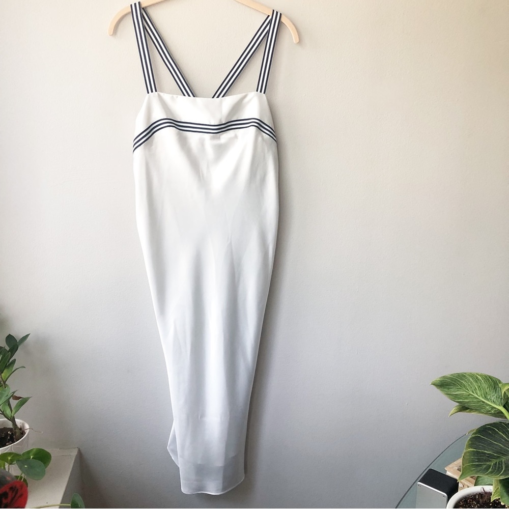 NATORI II Vintage White Chemise Nightgown with Striped Straps